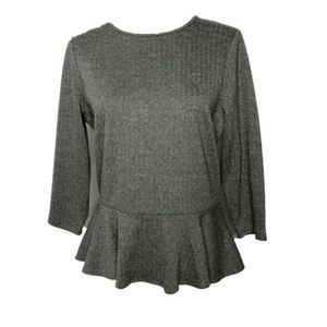 Ralph Lauren Brown Stretch Crewneck Peplum Top LP